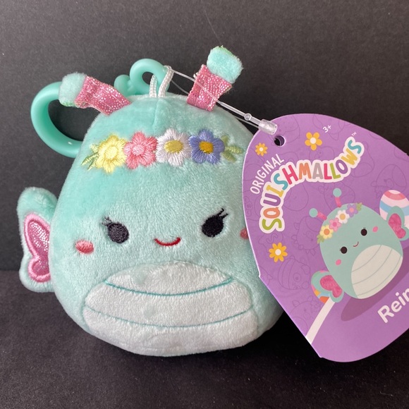 Squishmallows 3.5 inch Easter 2024 CLIP ON Reina The Butterfly With Flowers NEW - Picture 5 of 9